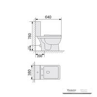 YS22212P Toaletă ceramică din 2 piese, toaletă cu sifon cu sifon în P cuplată;