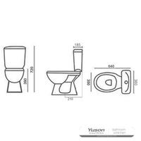 YS22221S Toaletă ceramică cu design retro, din 2 piese, toaletă cu sifon P-sifon cuplată;