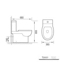 YS22275 Toaletă ceramică fără margine din 2 piese, toaletă cu capcană P;