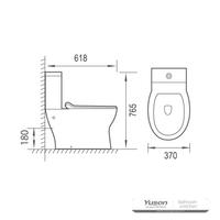 YS22292 Toaletă ceramică fără margine din 2 piese, toaletă P-trap;