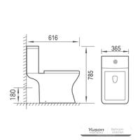 YS22297 Toaletă ceramică fără margine din 2 piese, toaletă P-trap;