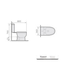 YS22206P Toaletă ceramică din 2 piese, toaletă cu sifon cu sifon în P cuplată;