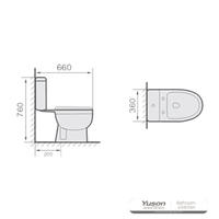 YS22206S Toaletă ceramică din 2 piese, toaletă cu sifon în S-sifon;