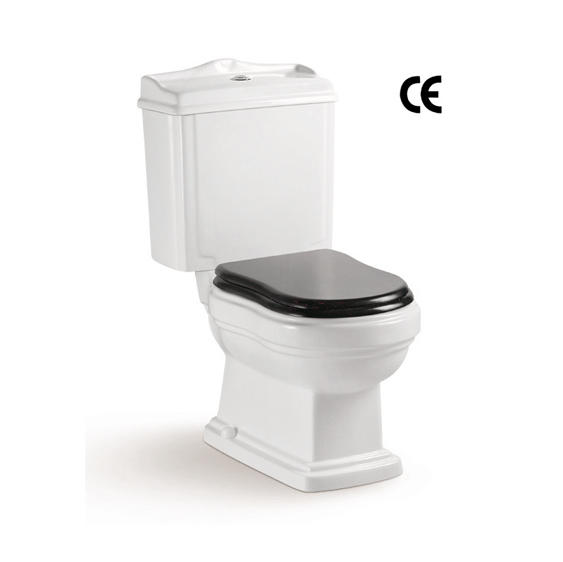 YS22209S Toaletă ceramică cu design retro, din 2 piese, toaletă cu sifon P-sifon cuplată;