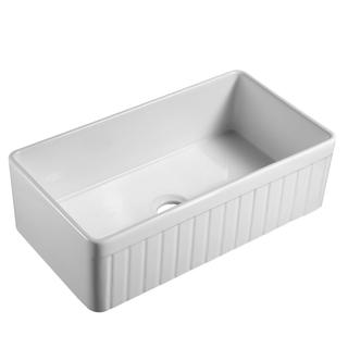 YS27410-84B Chiuvetă ceramică de bucătărie, chiuvetă ceramică albă cu un singur vas sub suprafață;
