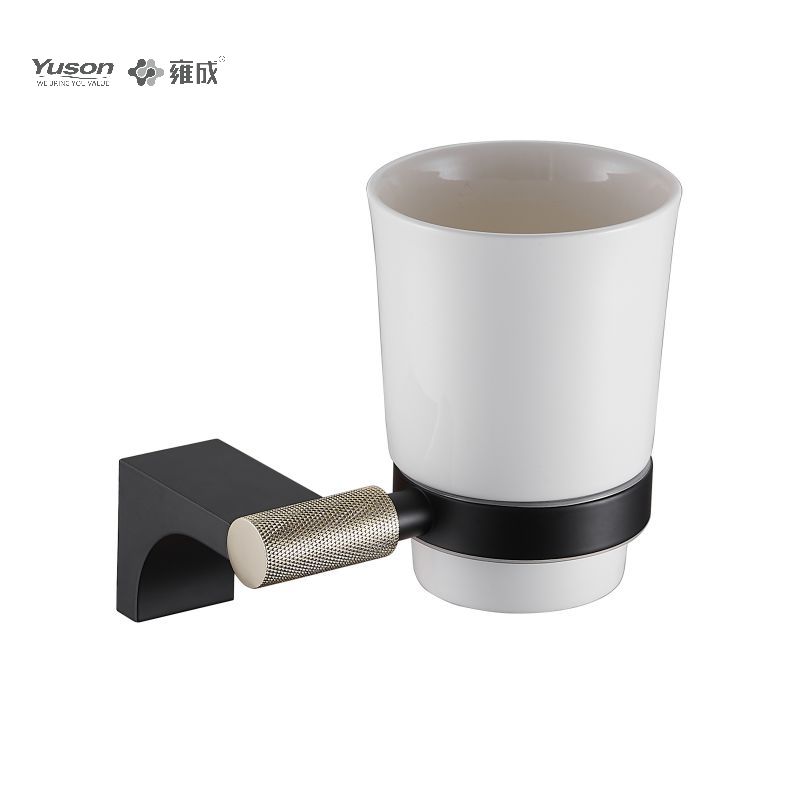 12484 Accesorii pentru baie elegantă, Suport pentru pahare, cu pahar din sticlă mată/călită, Suport pentru pahare din zinc/alama/SUS, montat pe perete (Seria 12400)