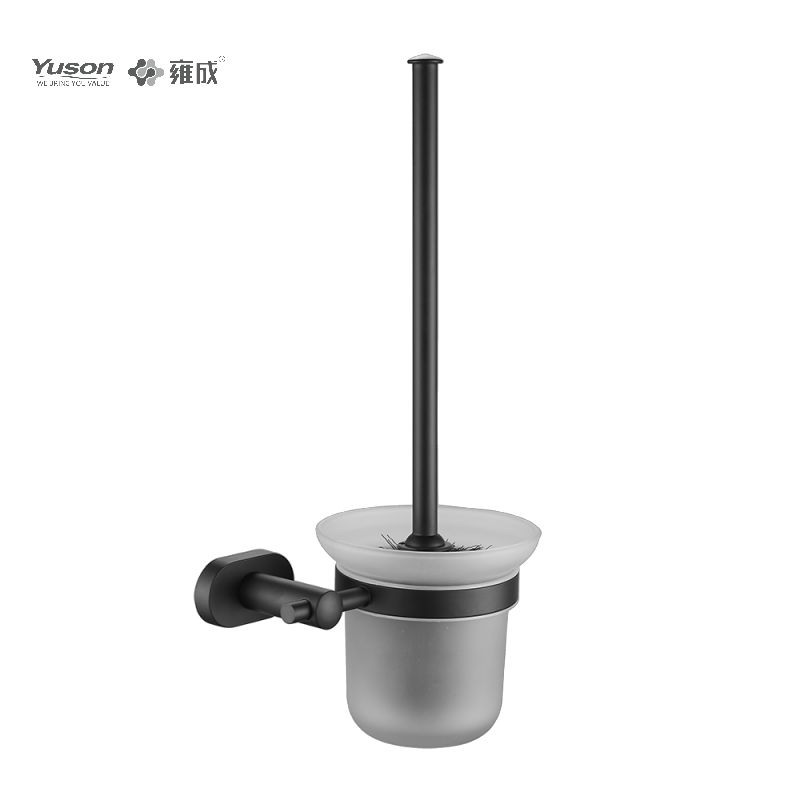 13390 Accesorii elegante pentru baie, perie de toaletă cu cană din sticlă mată/călită, perie de toaletă din zinc/alama/SUS, montată pe perete (Seria 13300)