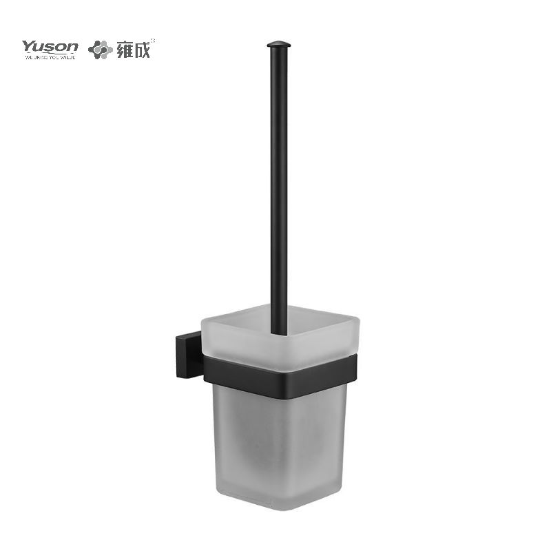 13490 Accesorii elegante pentru baie, perie de toaletă cu cană din sticlă mată/călită, perie de toaletă din zinc/alama/SUS, montată pe perete (Seria 13400)