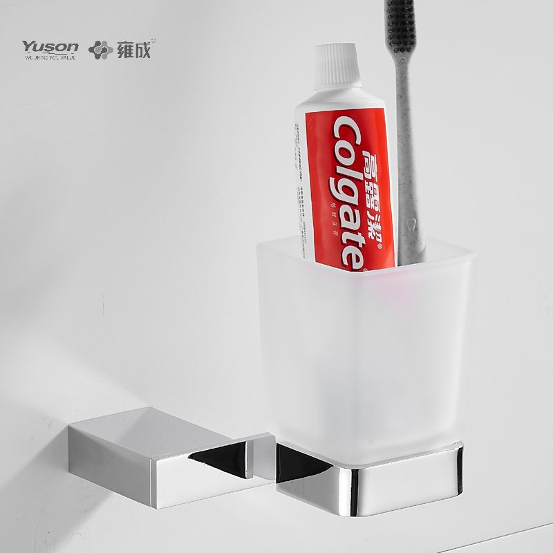 15084 Accesorii pentru baie elegantă, Suport pentru pahare, cu pahar din sticlă mată/călită, Suport pentru pahare din zinc/alama/SUS, montat pe perete (Seria 15000)