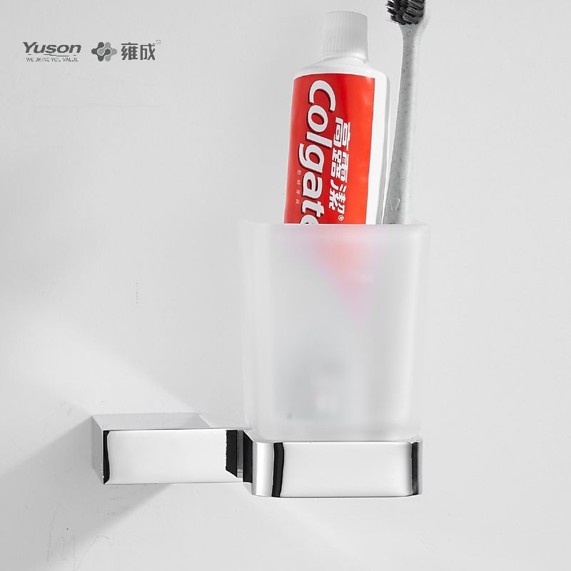 15084 Accesorii pentru baie elegantă, Suport pentru pahare, cu pahar din sticlă mată/călită, Suport pentru pahare din zinc/alama/SUS, montat pe perete (Seria 15000)