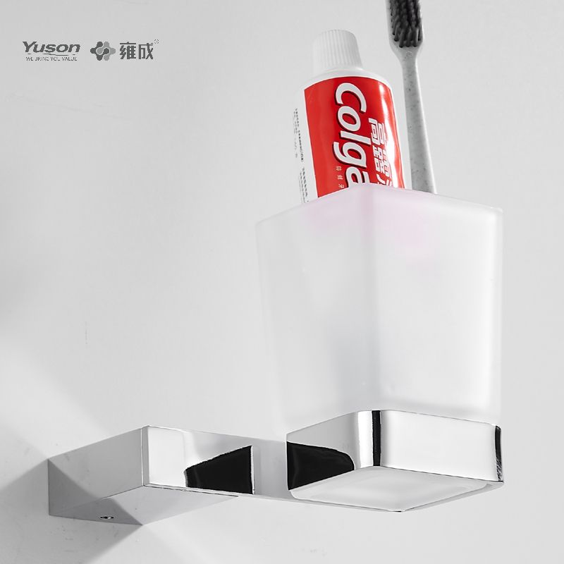 15084 Accesorii pentru baie elegantă, Suport pentru pahare, cu pahar din sticlă mată/călită, Suport pentru pahare din zinc/alama/SUS, montat pe perete (Seria 15000)