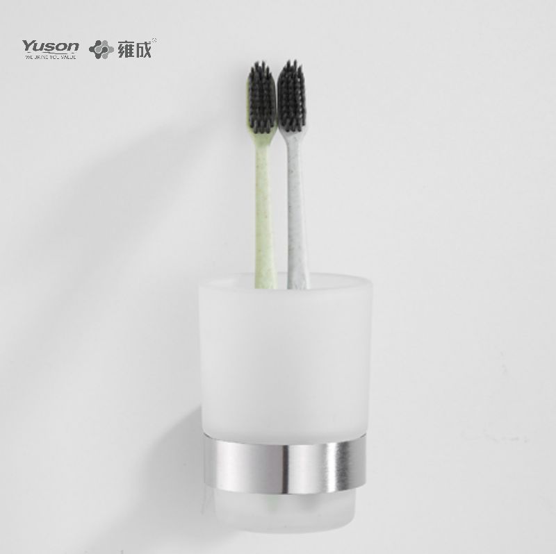 15584 Accesorii Sleek pentru baie, Suport pentru pahare, cu pahar din sticlă mată/călită, Suport pentru pahare din zinc/alama/SUS, montat pe perete (Seria 15500)