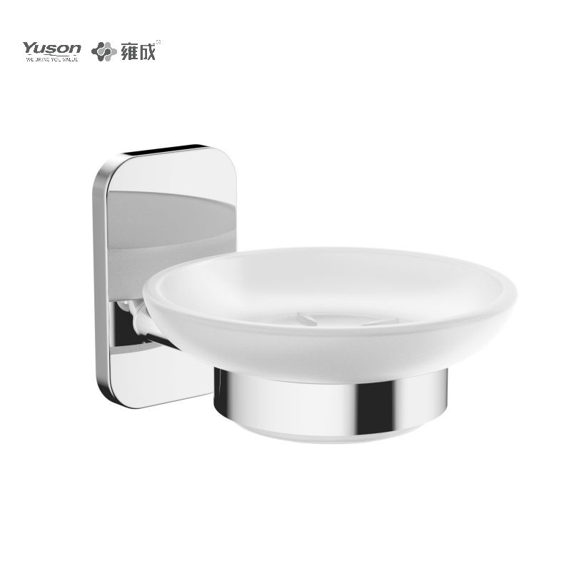 25485 Accesorii elegante pentru baie, vase de săpun, cu vas de sticlă, suport pentru săpun din zinc/alama/SUS, montat pe perete (Seria 25400)